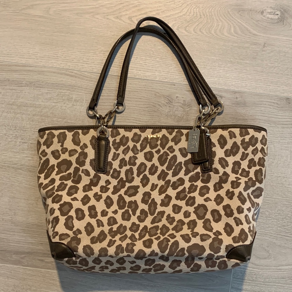 Coach Animal Print Tote Bag - Brown and Tan
